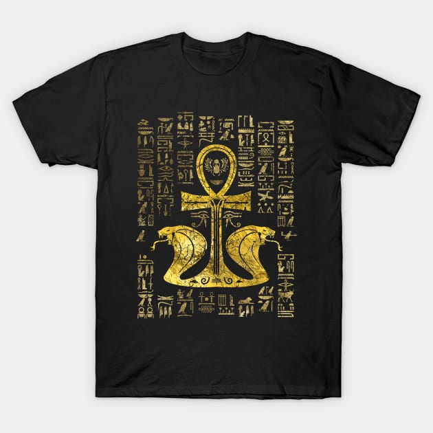 Egyptian cross ankh with Uraeus the Cobra T-Shirt by Nartissima